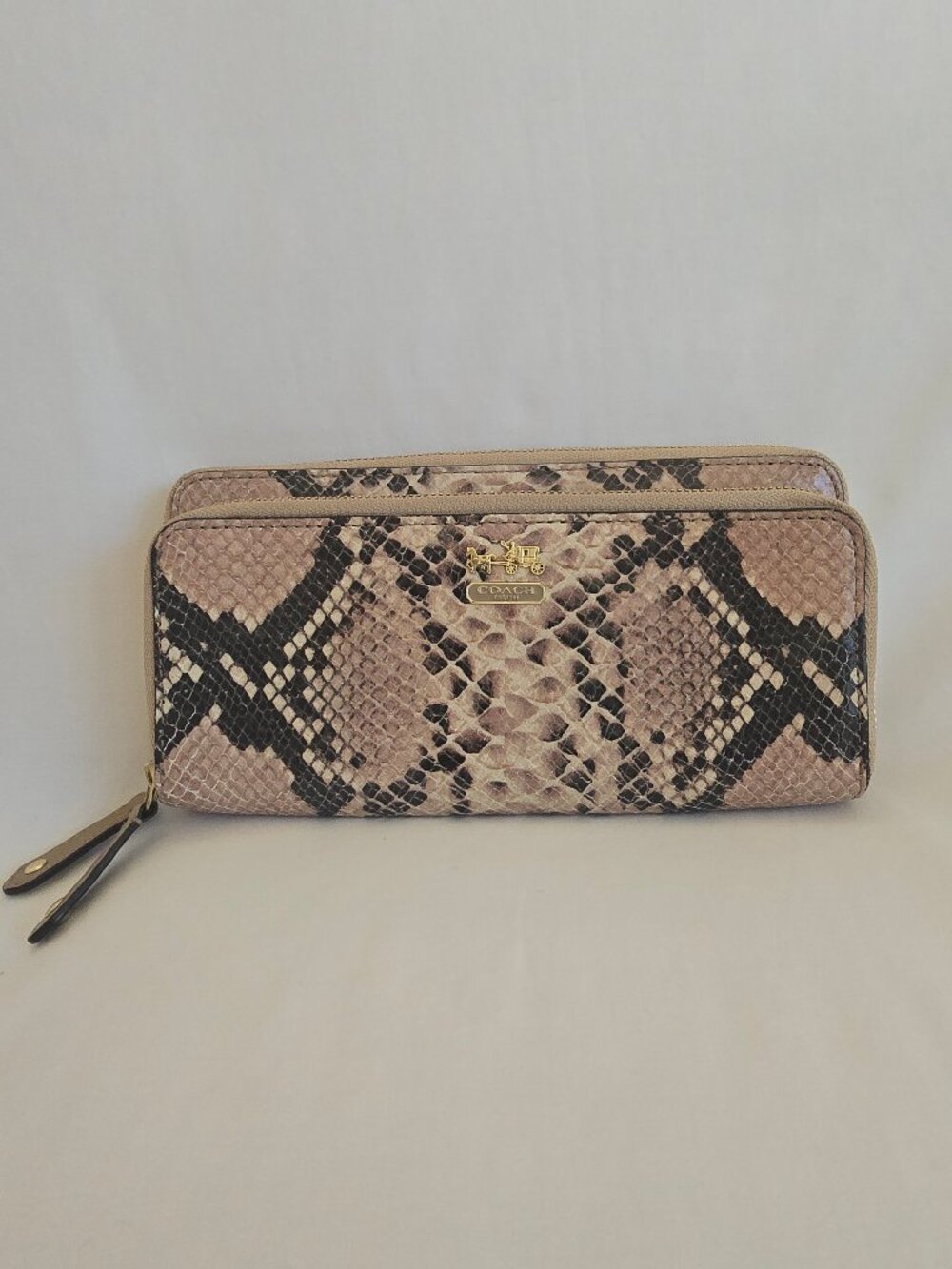Authentic Coach Zip-Around Accordion Wallet in Embossed Python Leather